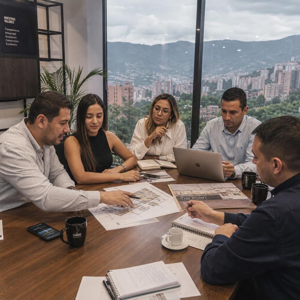 Equipo de Aquamarine Group asesorando a clientes en Medellín